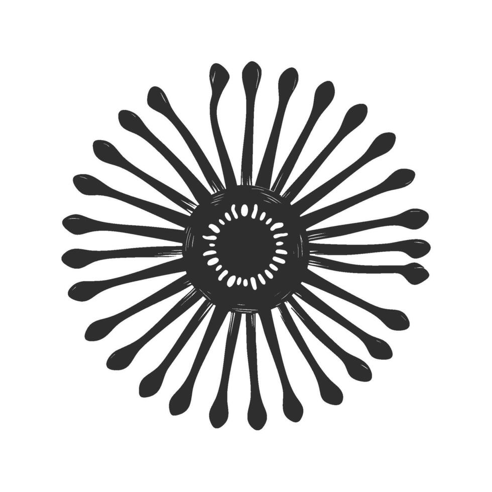 Abstract Floral Mandala Silhouette Illustration. Symmetrical Petal Design For Meditation And Relaxation Themes. Isolated Illustration vector