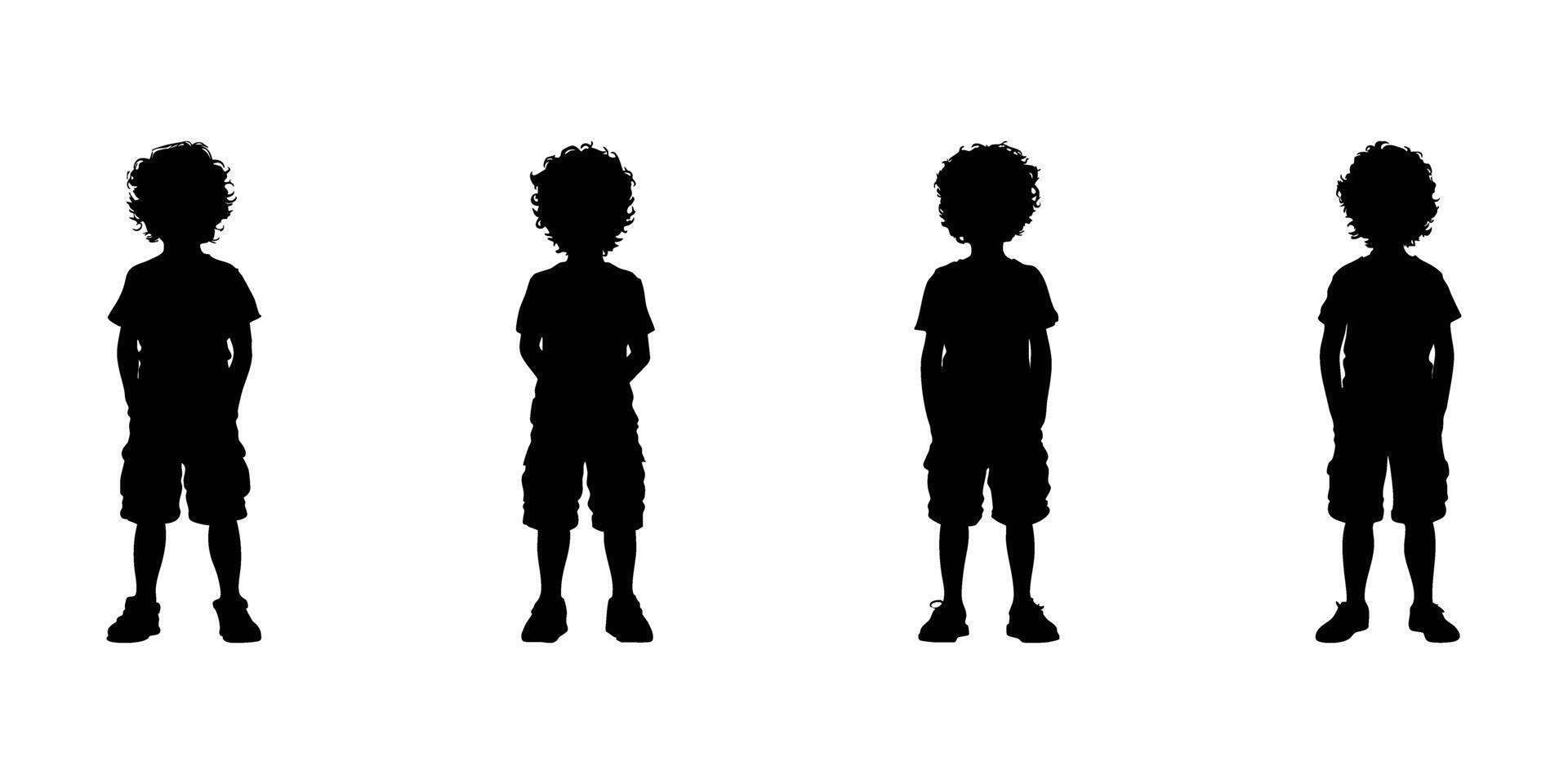 Standing Children Silhouette Icon Set. Youth Posture And Growth Observation Symbol Collection. Educational And Parenting. Isolated Illustration vector