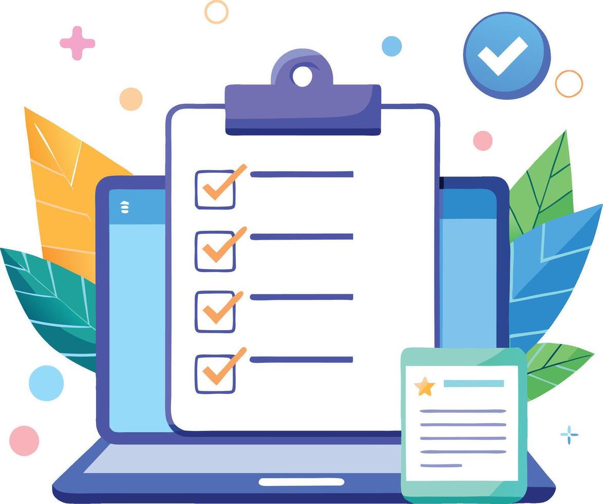 Online Checklist and Survey Concept Illustration vector