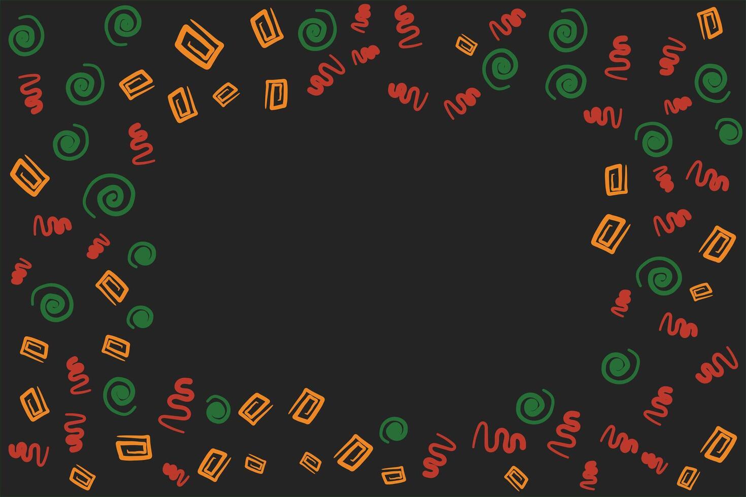 Juneteenth Dark background with scattered colorful abstract shapes vector