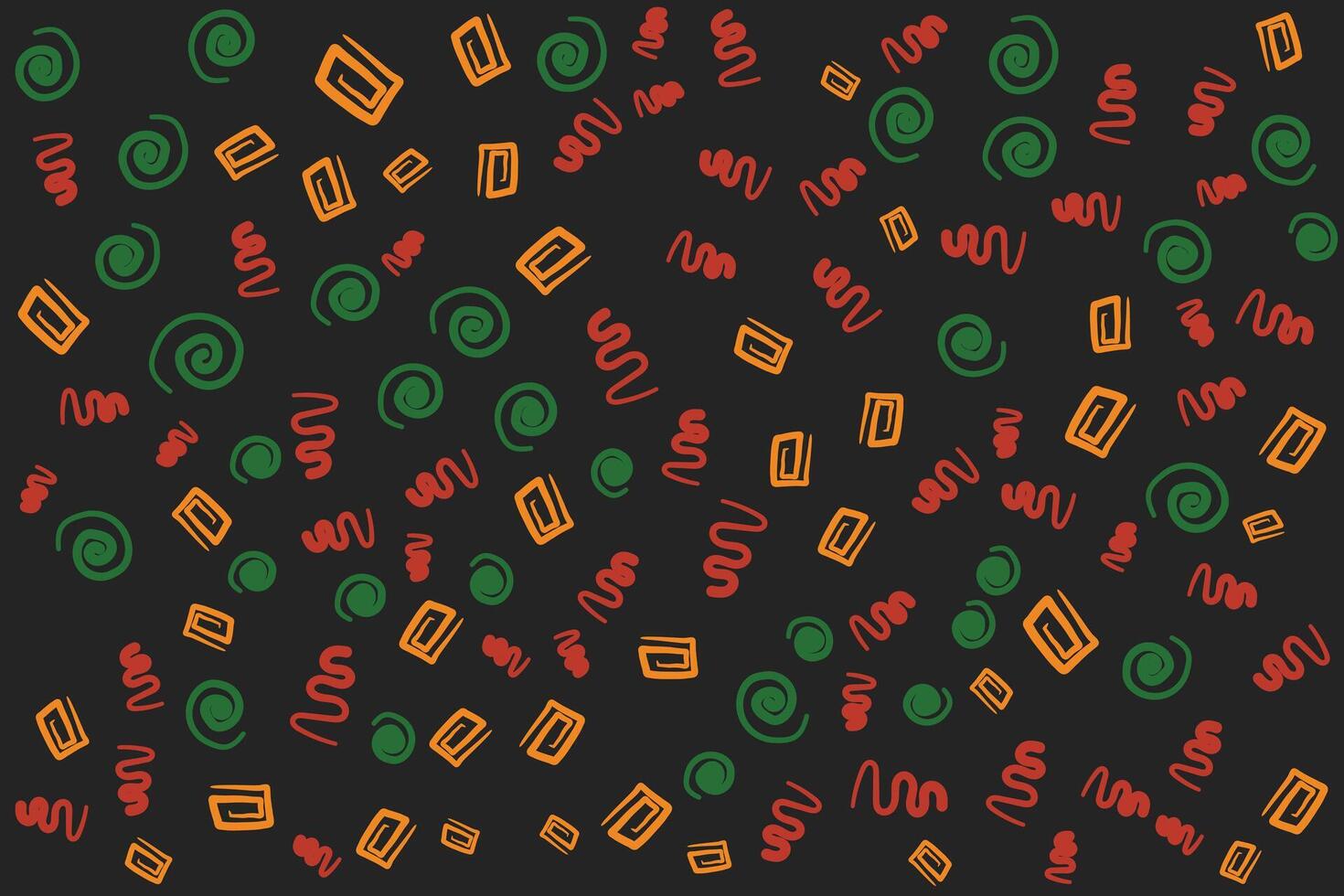 Dark background with scattered colorful abstract shapes vector