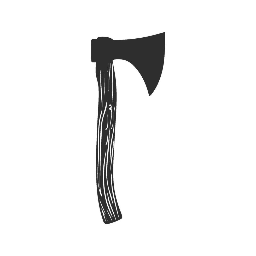 Axe Silhouette Illustration. Traditional Woodcutting Tool Symbolizing Strength And Craftsmanship Isolated Illustration vector