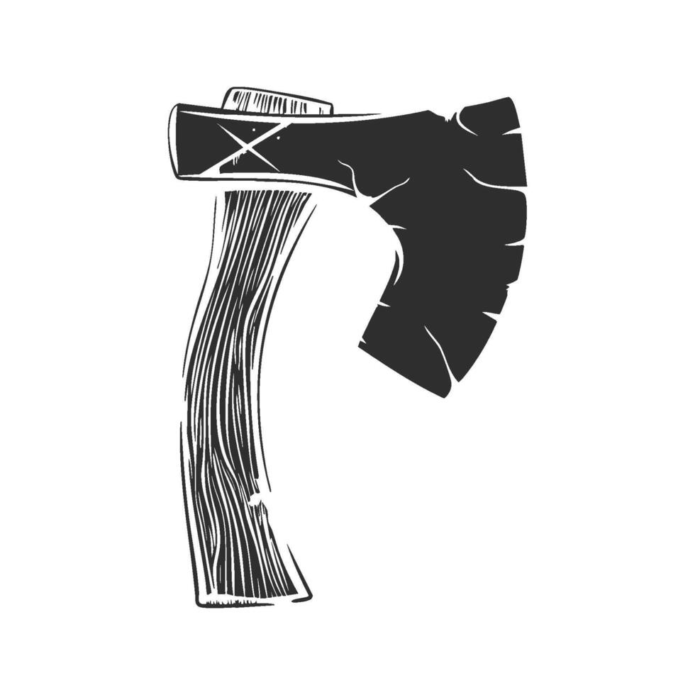 Rustic Axe Silhouette Illustration. Symbol Of Woodworking And Outdoor Adventure. Isolated Illustration vector