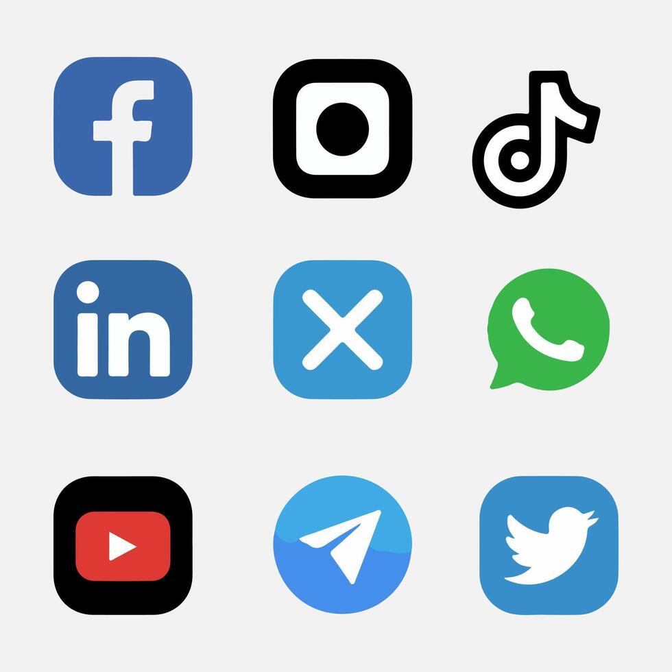 a set of social icons on a white background vector