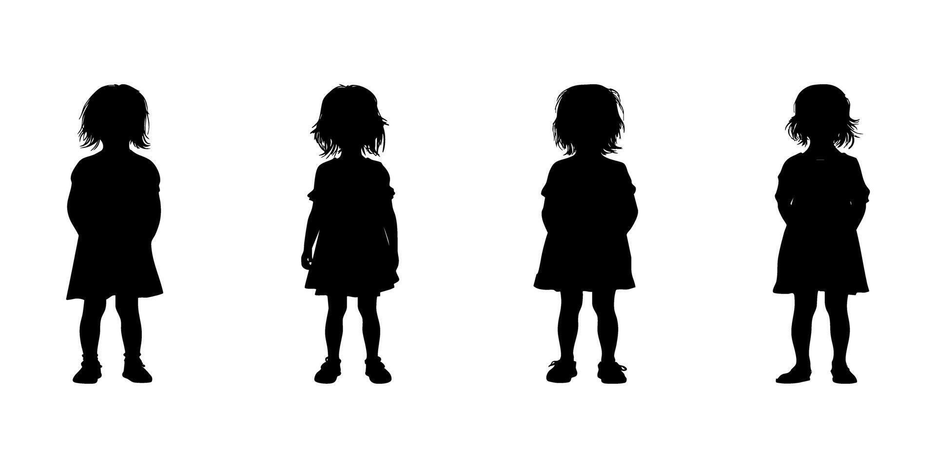 Silhouette Of Standing Children Icon Set. Child Posture And Development Observation Symbol Collection. Educational And Parenting Visuals. Isolated Illustration vector