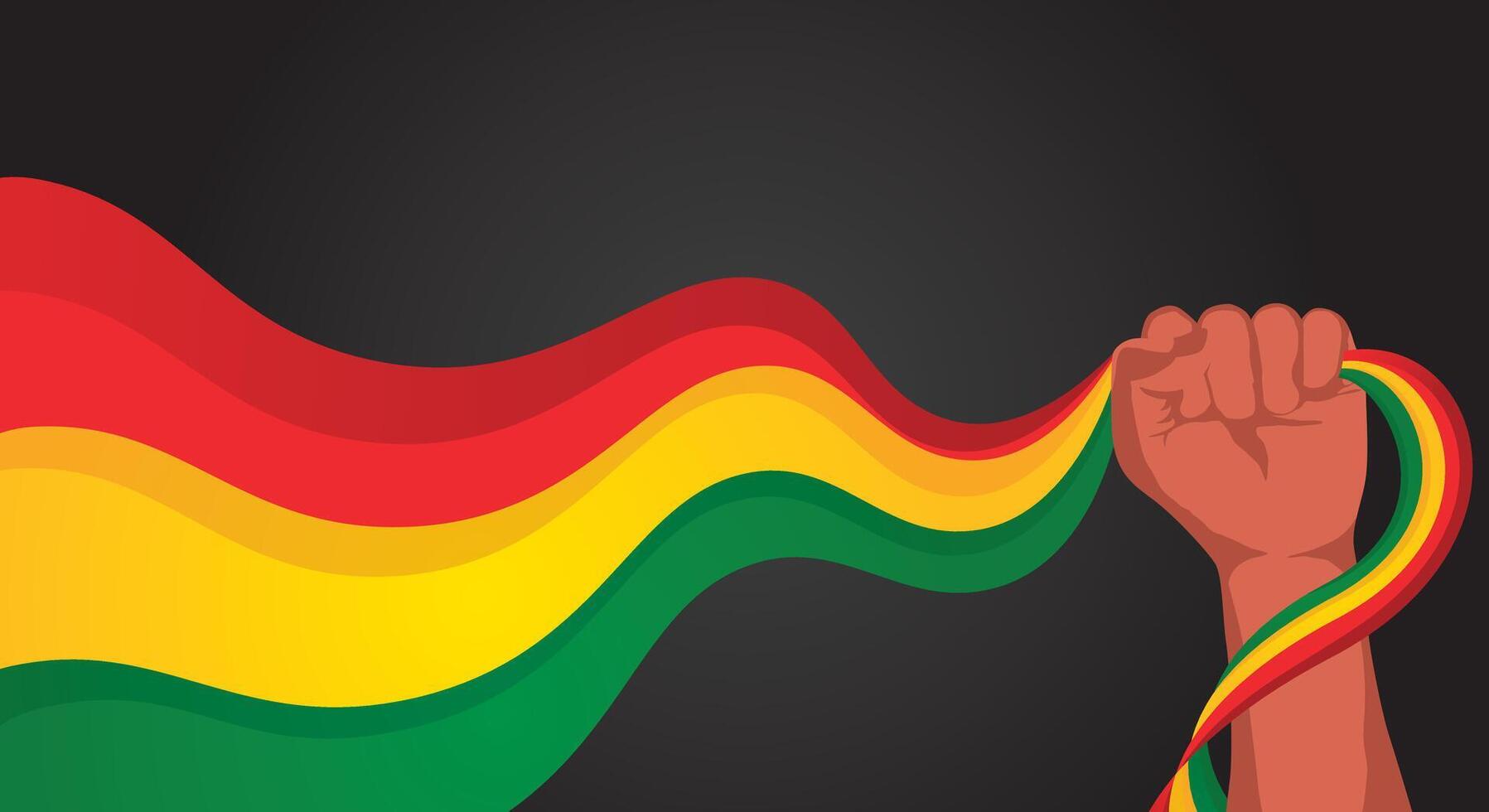 Red yellow green flag held. Freedom background vector