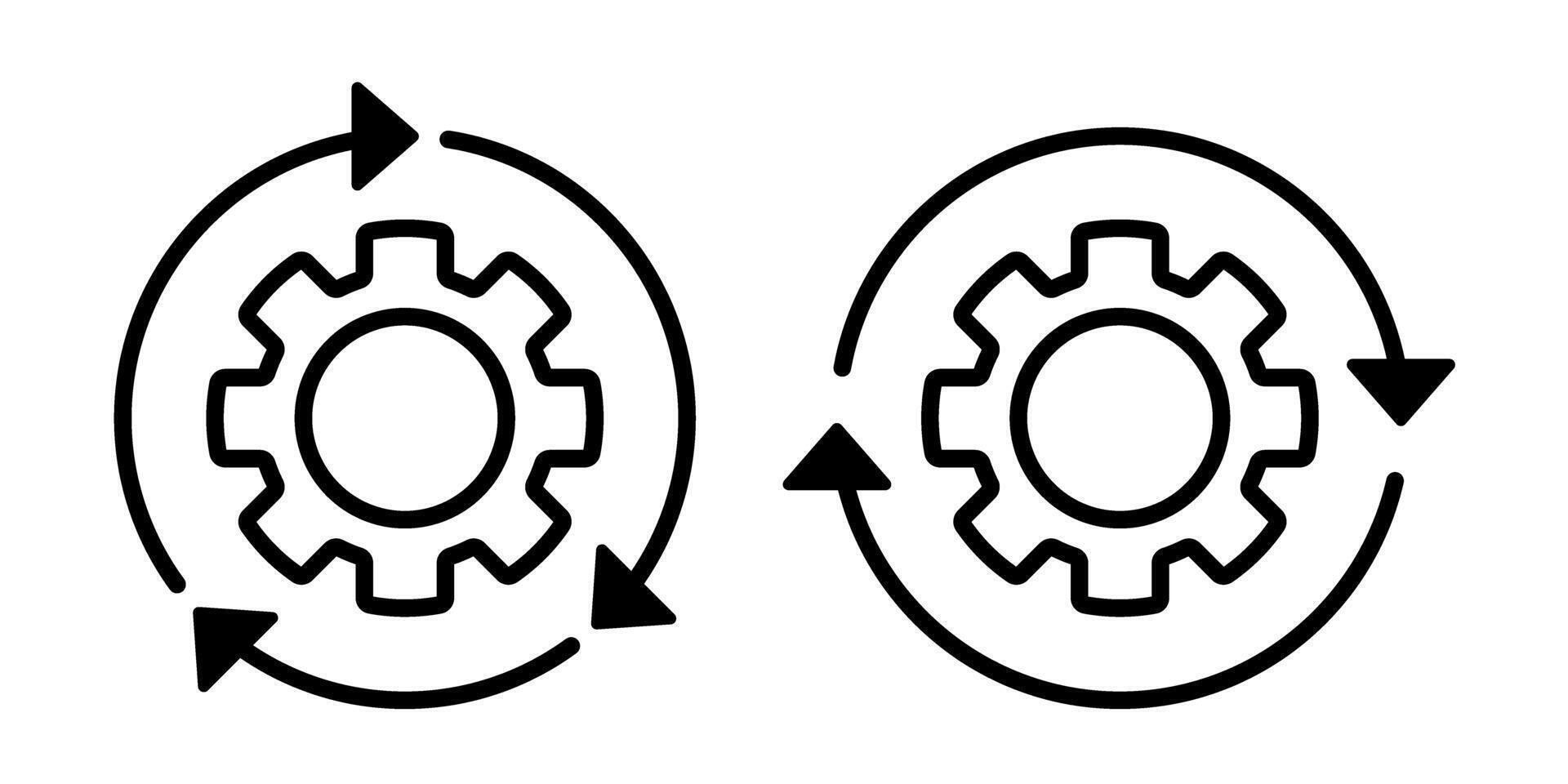 Moving gears with circular arrows. Mechanism. Industrial cycle concept. Rotating gear wheel or gear icon. illustration vector