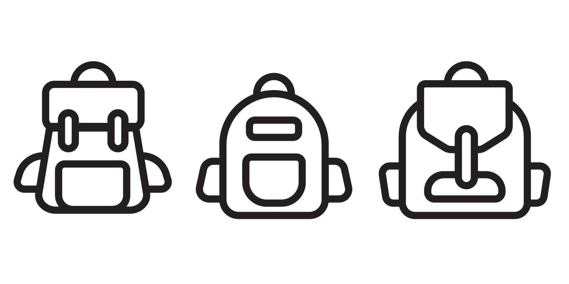 Backpack icons pack for ui designs. illustration vector
