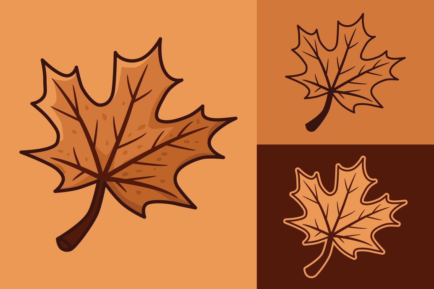 Autumn maple leaf sticker with outline variations vector