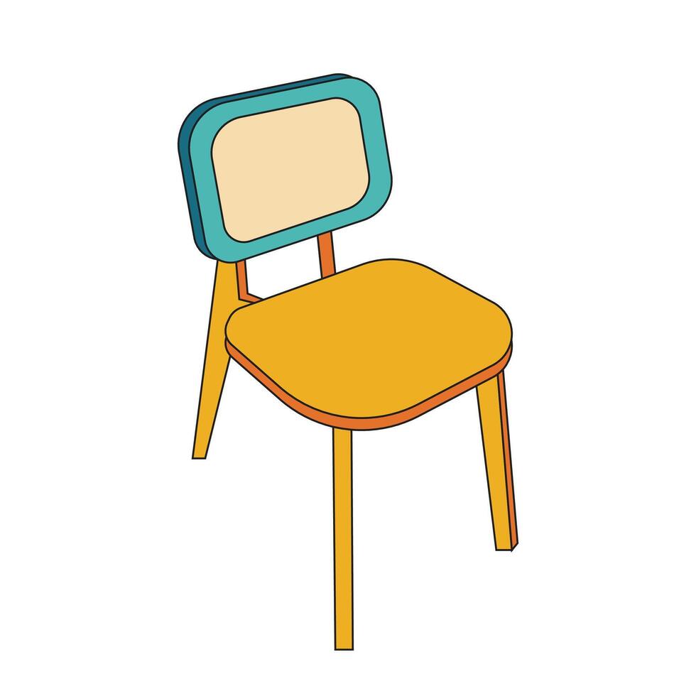 Illustration chair retro with outline unique design vector