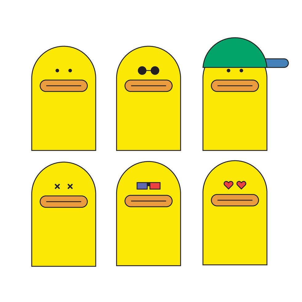 set duck cartoon happy and joy unique design vector