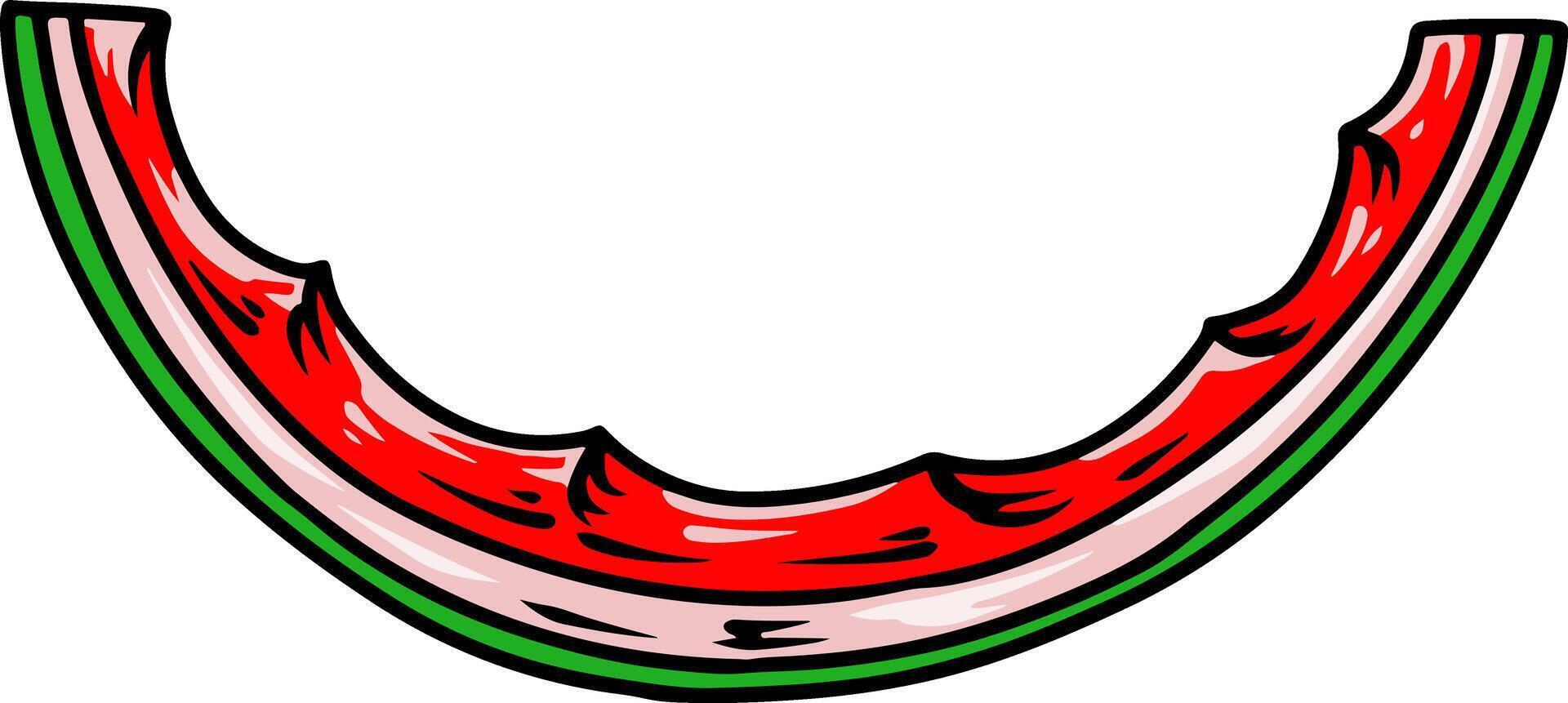 Cartoon watermelon rind eaten slice vector