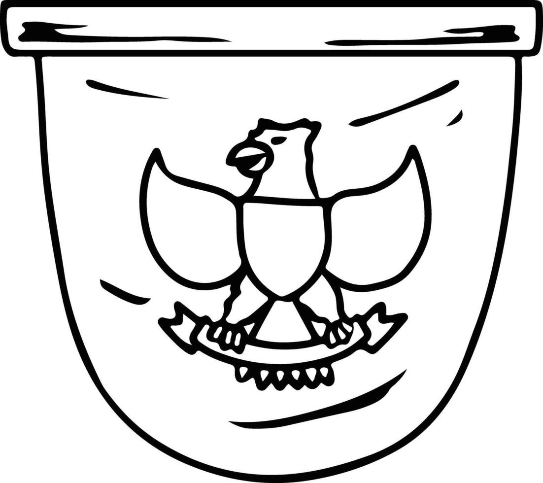 Garuda Emblem on Banner Indonesian Independence Day Line Art vector