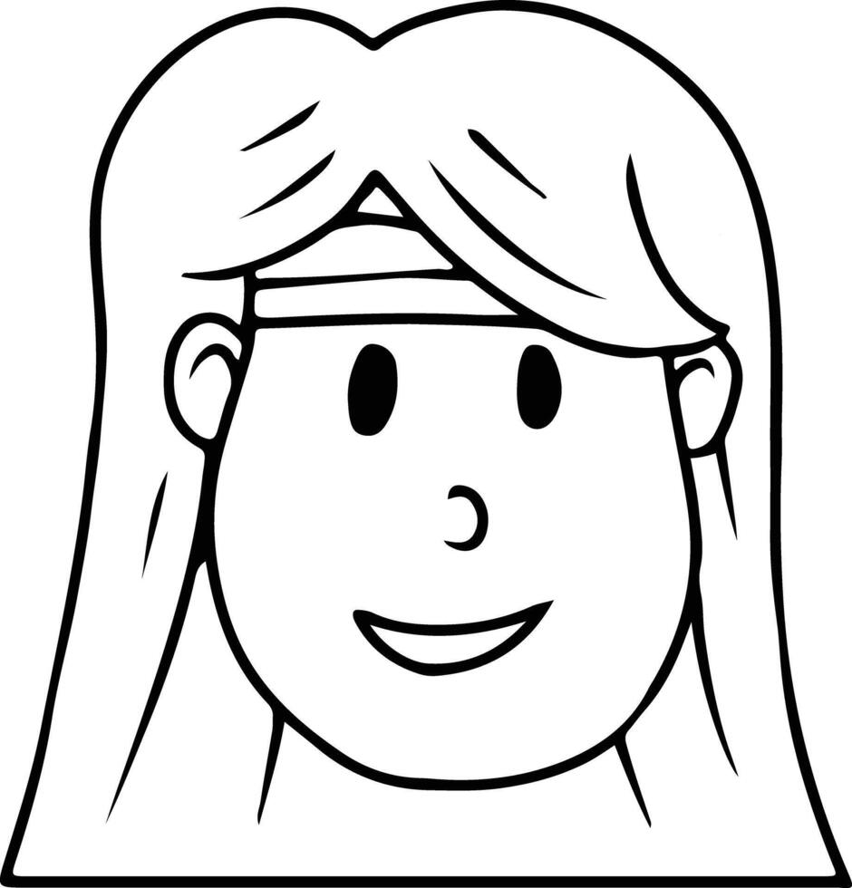 Line Art of Indonesian Girl with Headband Cute Black and White Independence Day Character vector