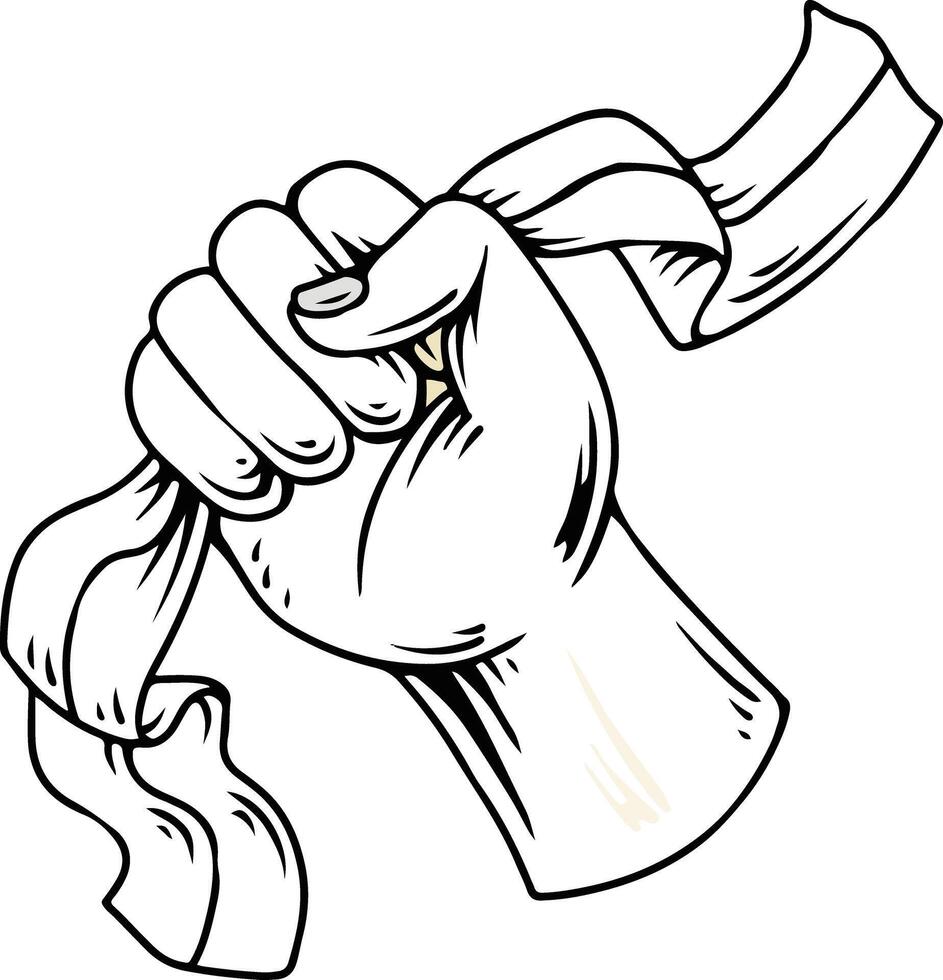 Hand holding cloth ribbon illustration symbolizing strength vector