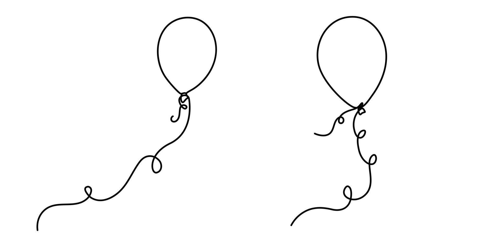 Birthday celebration balloons depicted in a continuous one line drawing provide an idea for decorating during kids' holidays vector