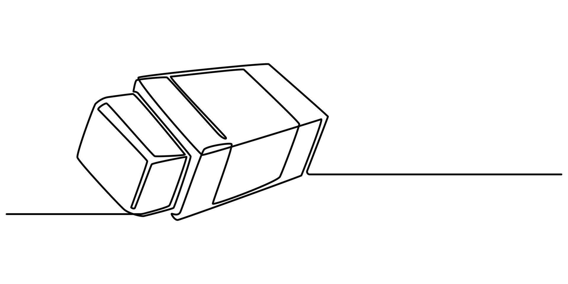 Eraser Simple Continuous One Line Art Drawing for Stationery Concepts vector