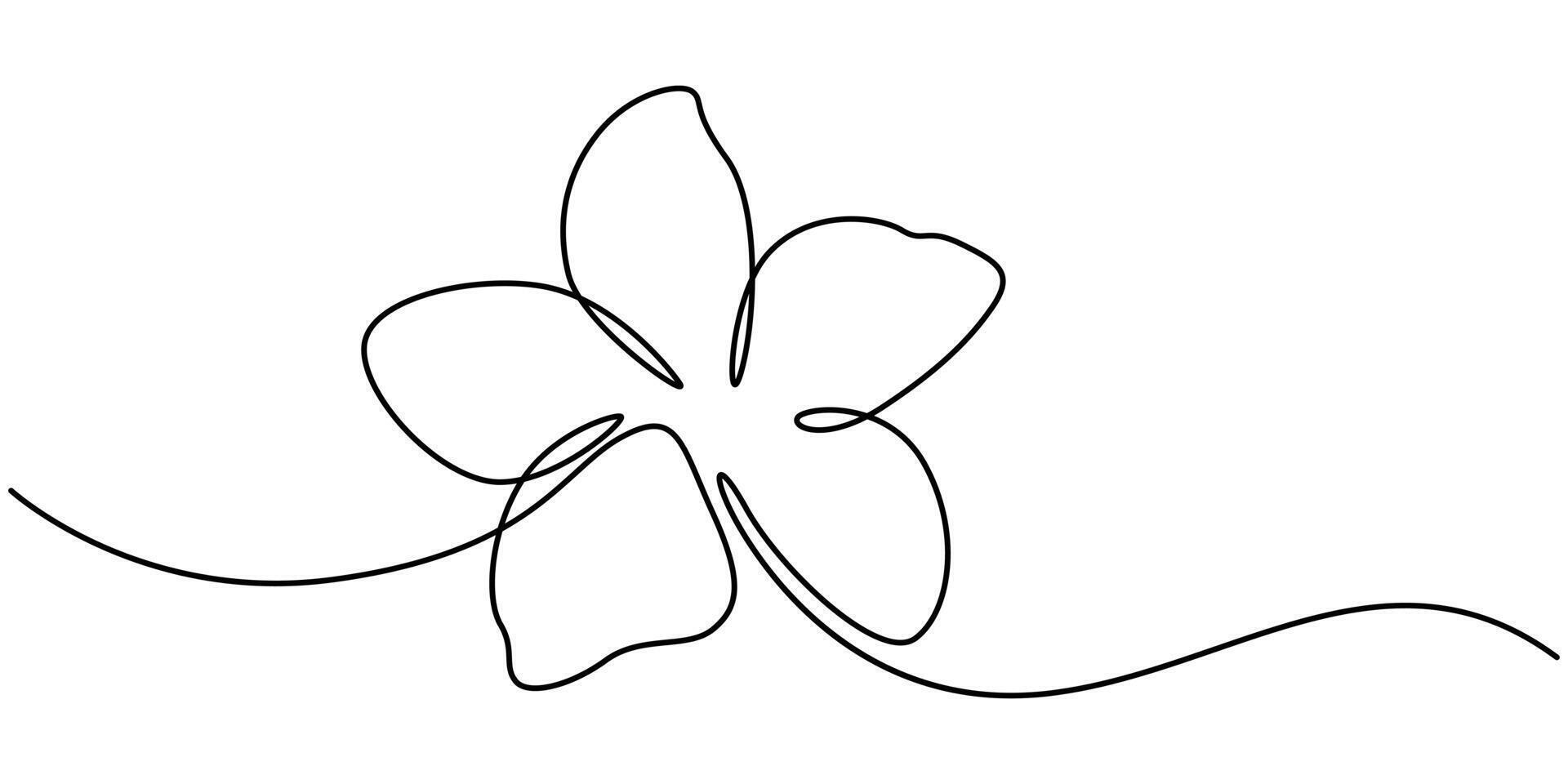 Simple Minimalist Frangipani Flower Drawing in Continuous One Line Drawing Art Style vector