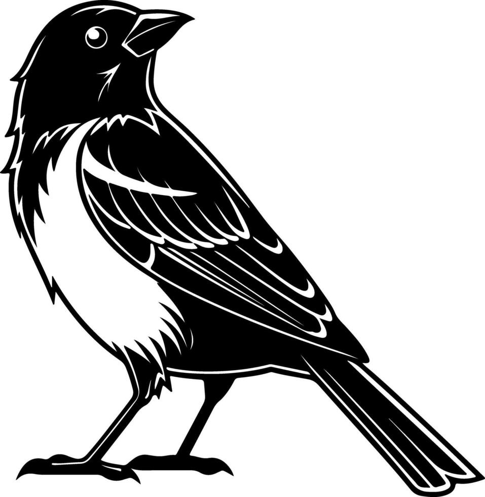 Side View Sparrow Silhouette with Slight Wing Raise vector