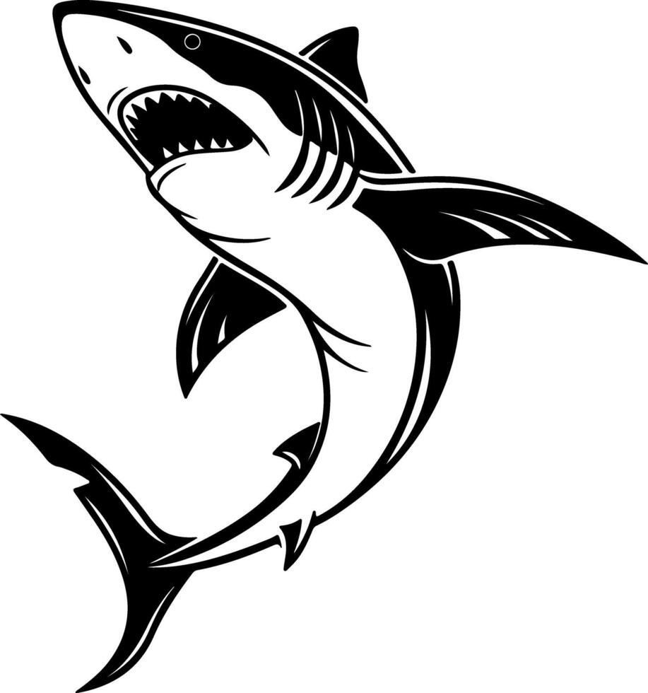 Hunting Shark Swimming Silhouette in Action Pose vector