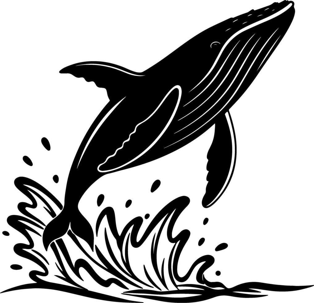 Breaching Whale Silhouette with Splash Effect vector
