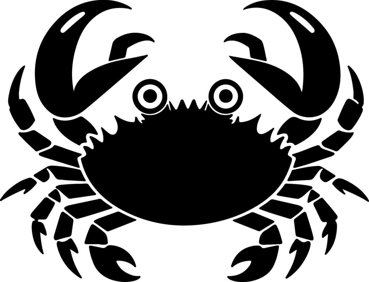 Fearful Crab Face Silhouette in Simple Black Design vector