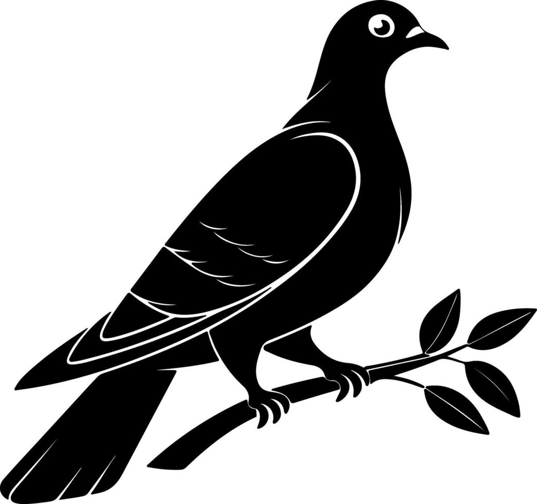Dove Holding Small Branch in Minimalist Style vector