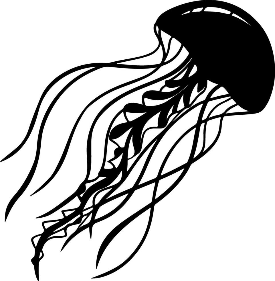 Compact Rounded Jellyfish Silhouette Design vector