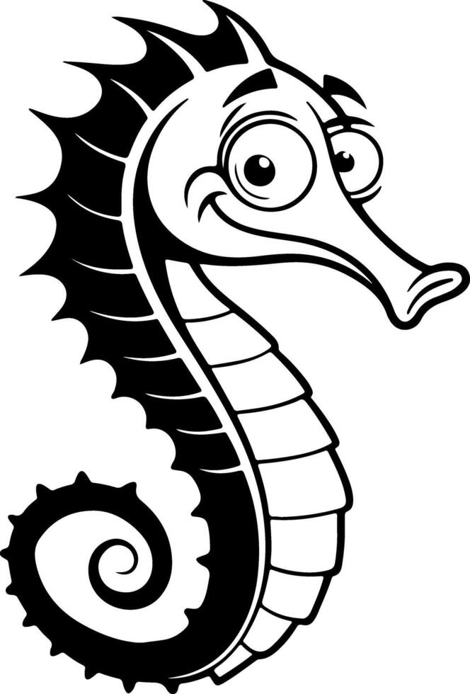 Expressive Seahorse Face Silhouette with Open Mouth vector