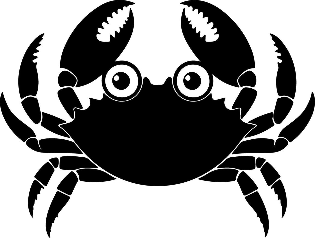 Scared Crab Face Silhouette with Expressive Eyes vector