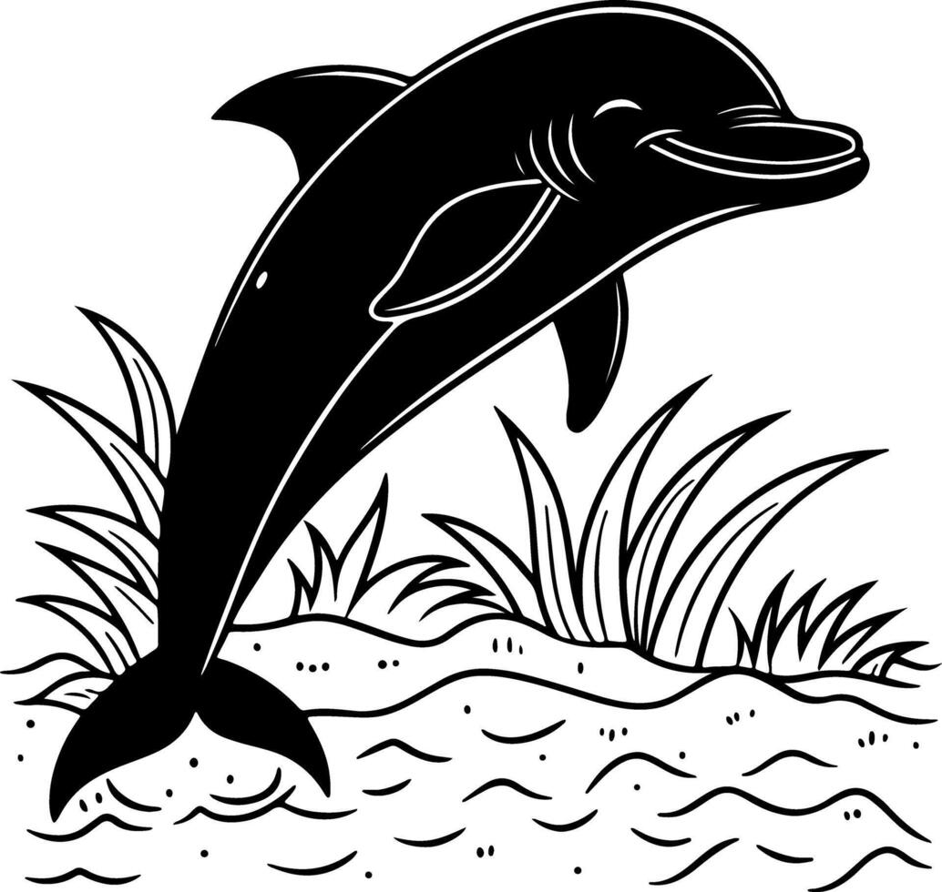 Sleeping Dolphin Face in Peaceful Silhouette Design vector
