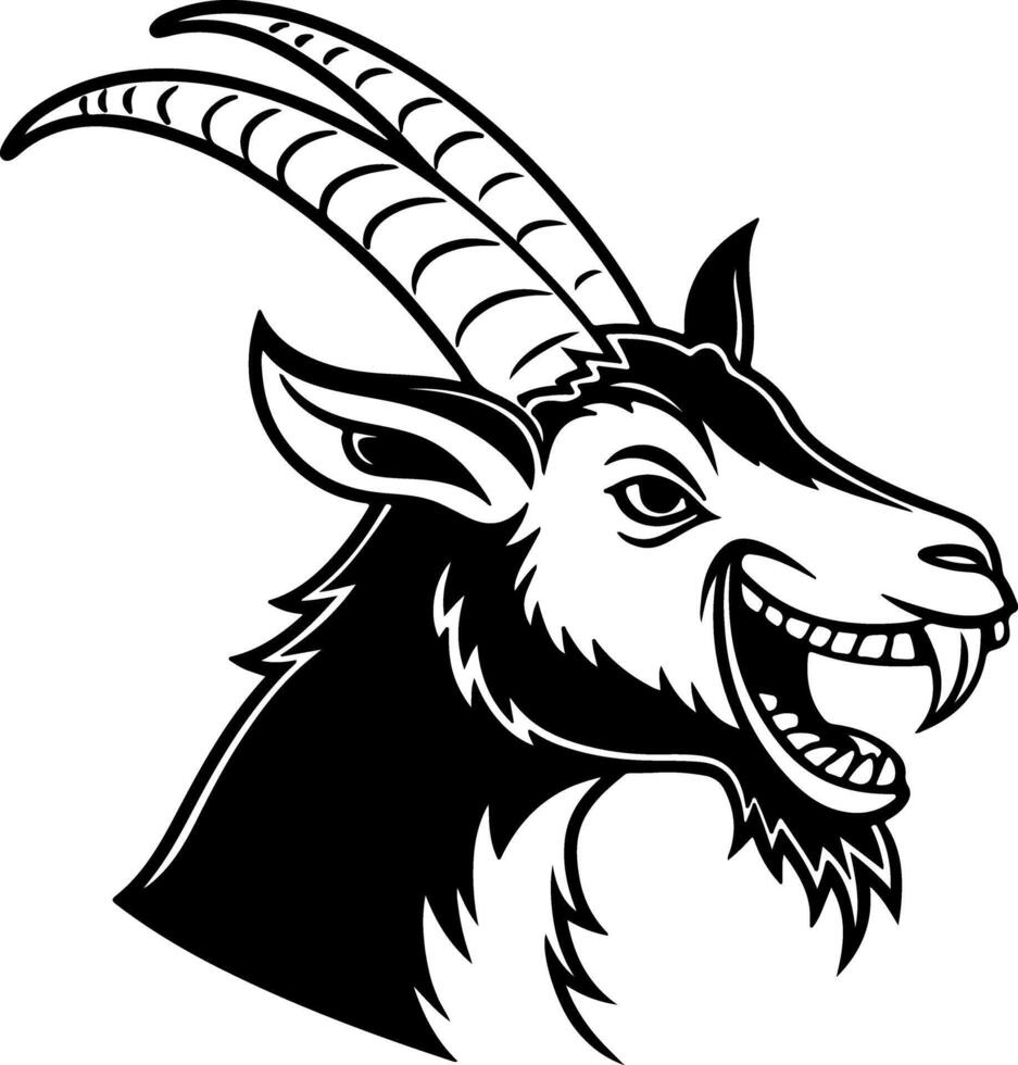 Goat Face with Tilted Head and Playful Expression Silhouette vector
