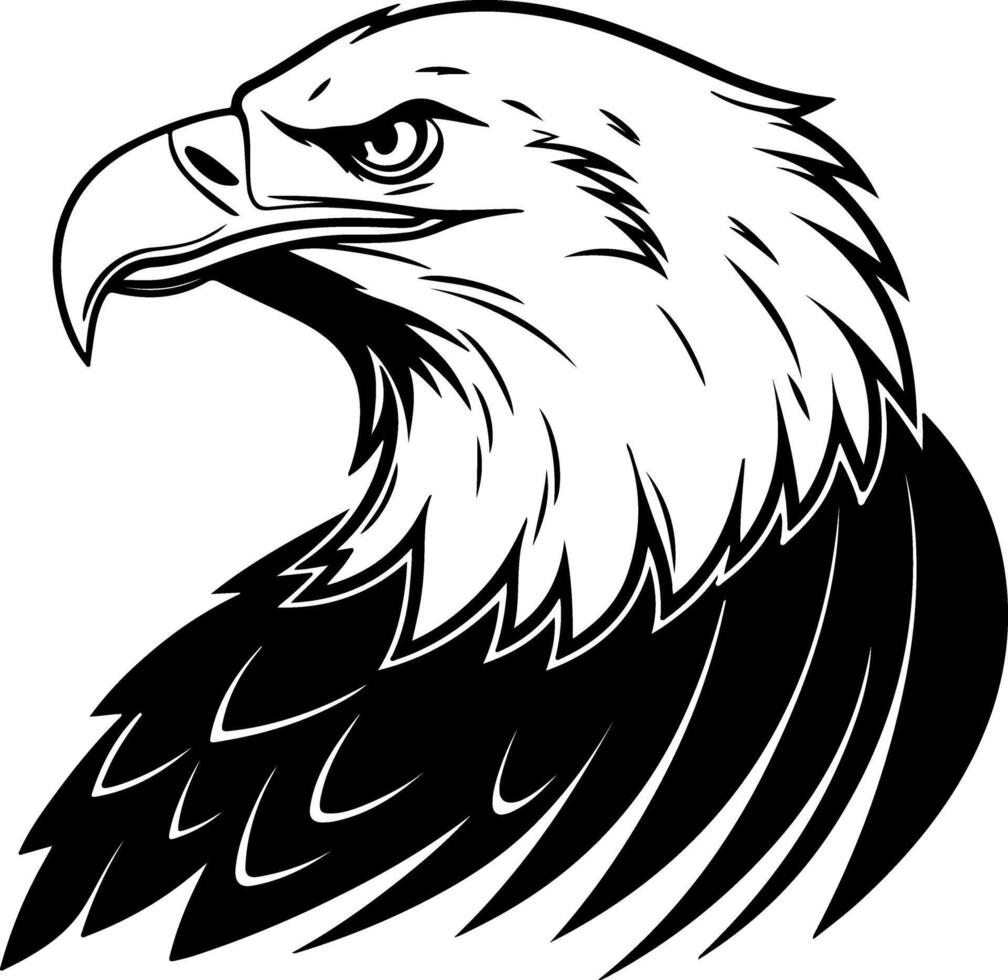 Eagle silhouette with relaxed face and closed eyes vector
