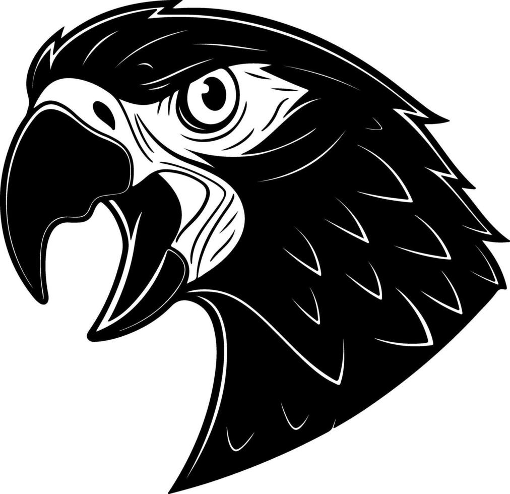 Close-Up Parrot Head Silhouette with Intense Eyes vector