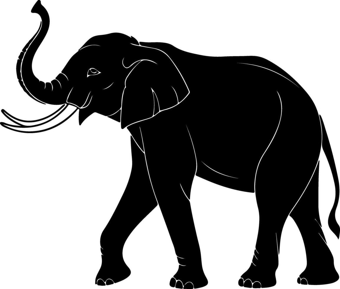 Side View Elephant Silhouette Standing Calmly vector