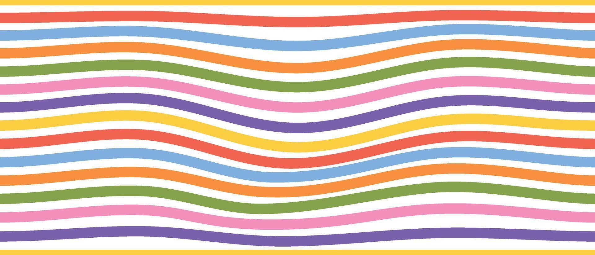 Seamless doodle pattern with vibrant wavy lines. Fun rainbow colorful background for creative projects, textiles, and wallpapers vector