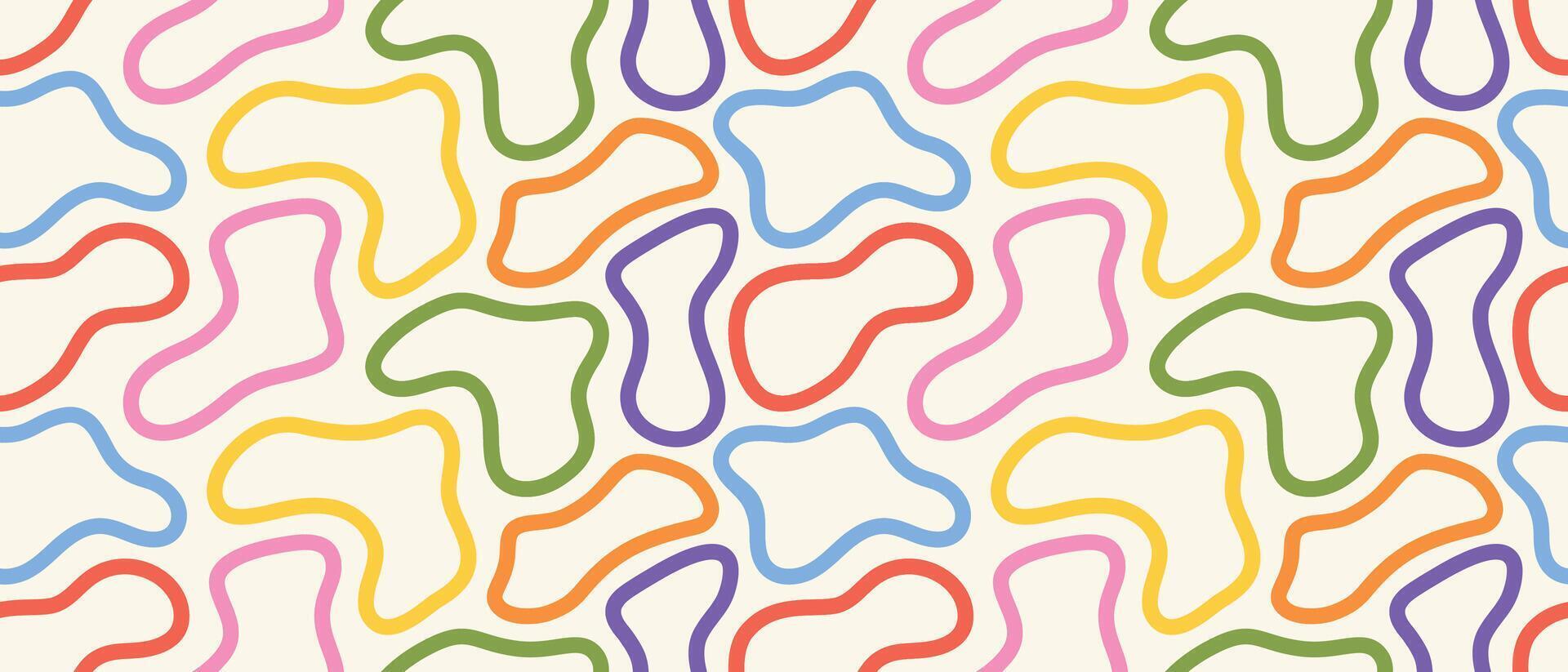 Funky doodle lines texture. Colorful seamless abstract background with curved strokes. Perfect for wrapping paper and modern decor vector