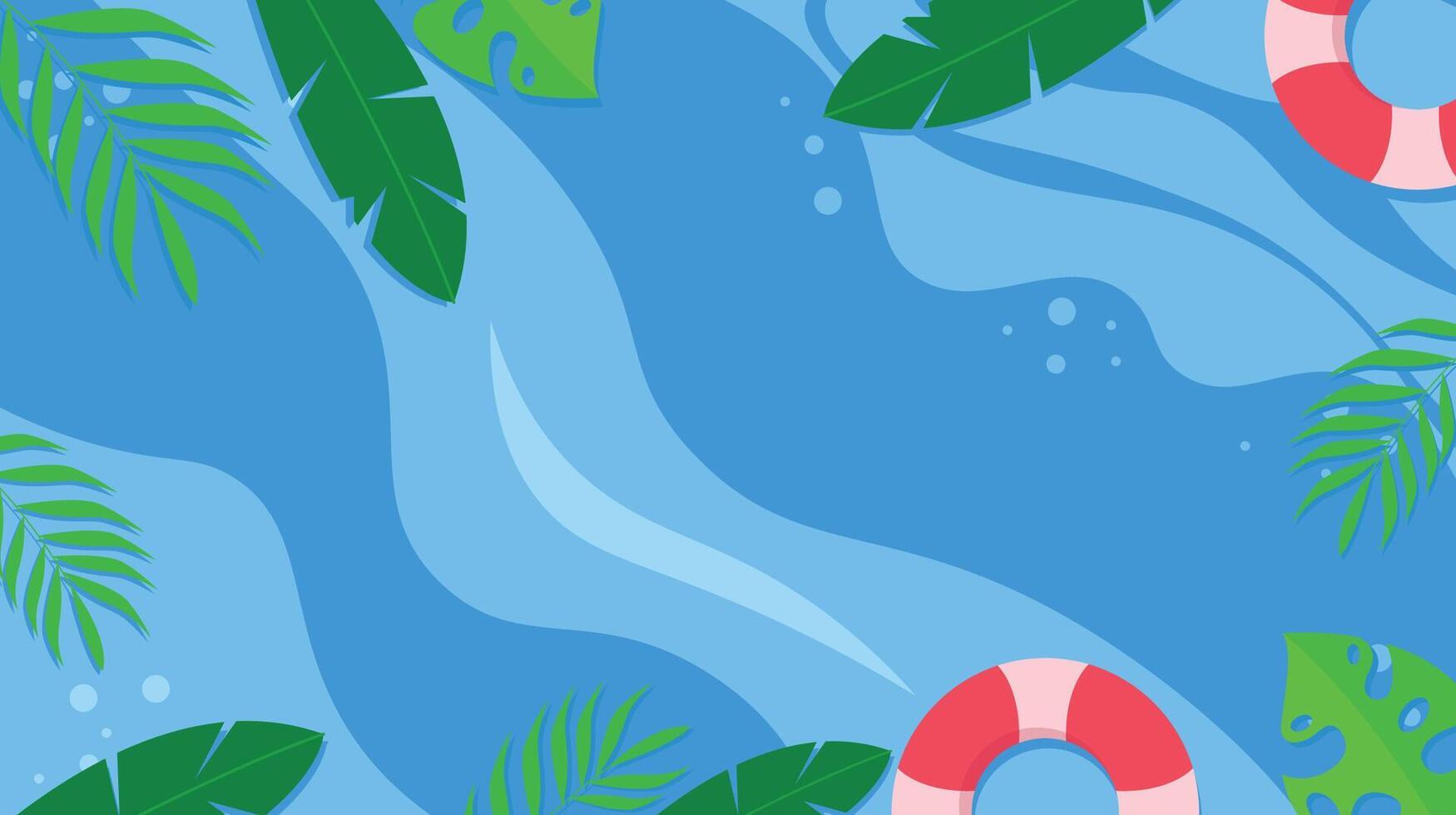 Tropical Beach Scene with Waves and Palm Leaves vector