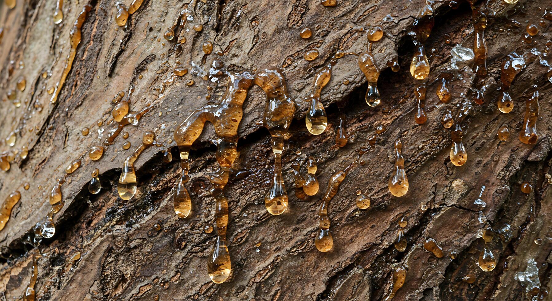 Tree Bark with Dripping Resin Showing Natural Texture and Organic Patterns photo