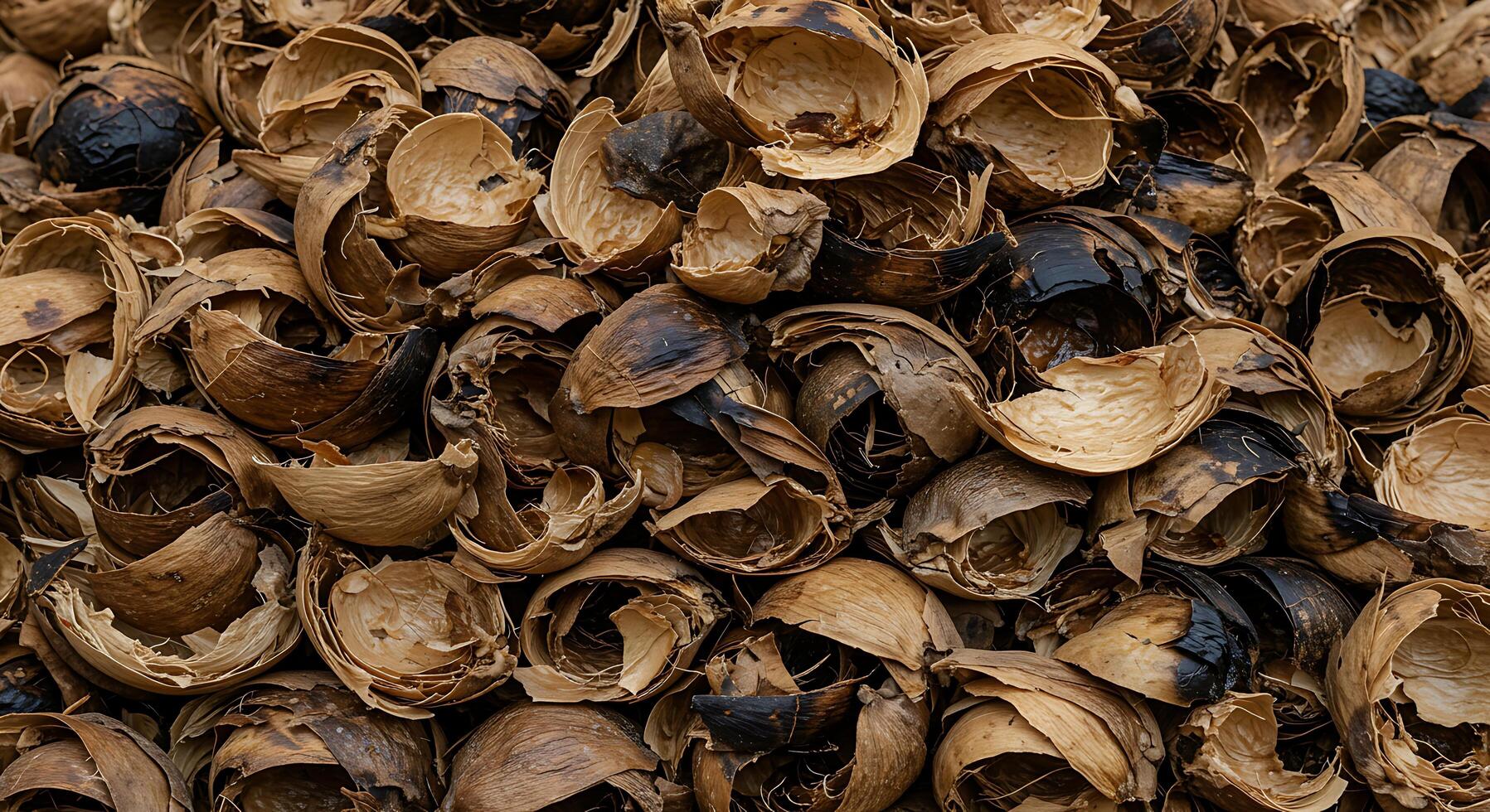 Pile of Empty Shells Closeup Photography Showing Texture and Brown Tones photo