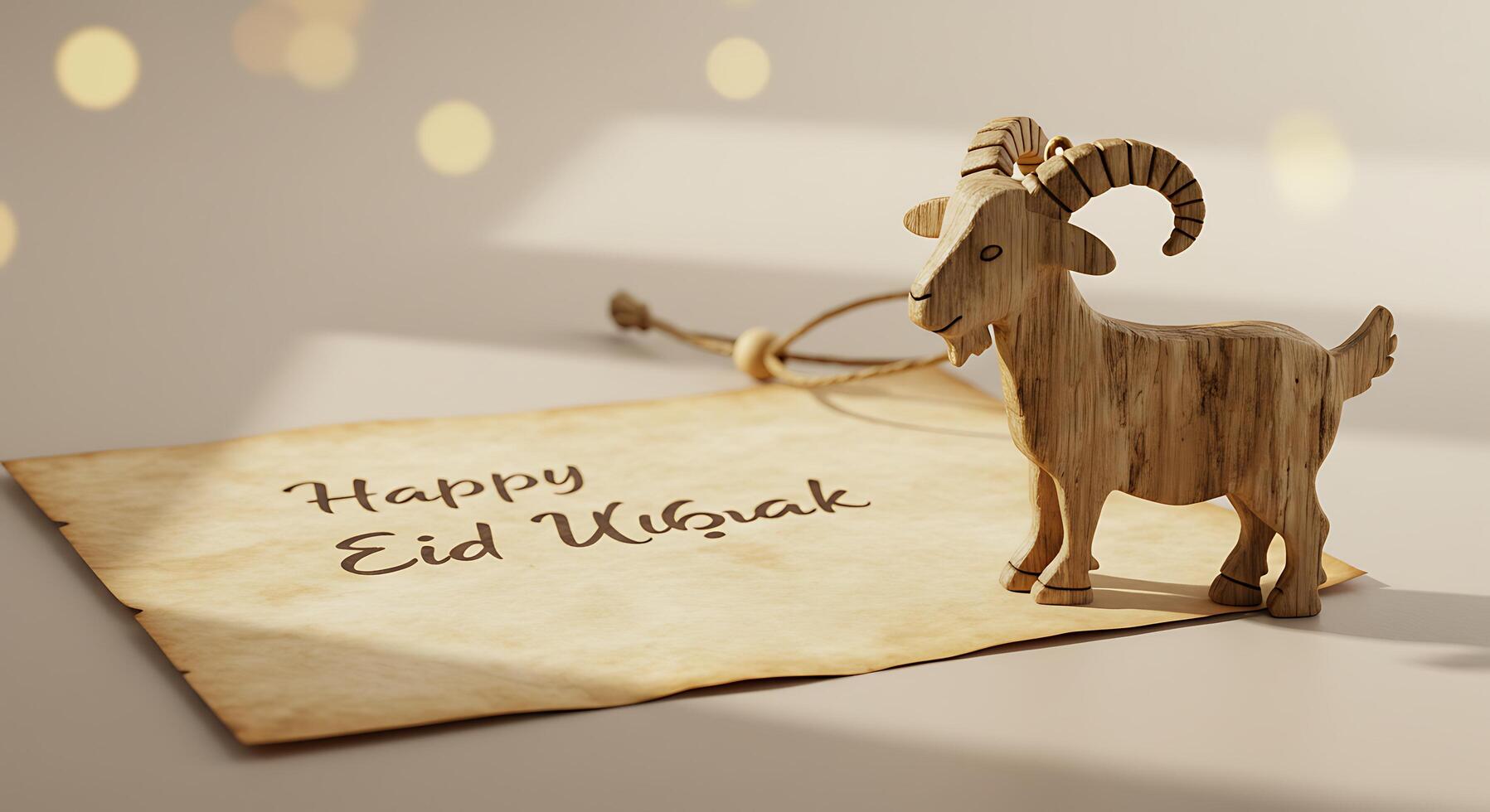 Wooden Goat Figurine with a Message Celebrating a Special Occasion on Parchment photo