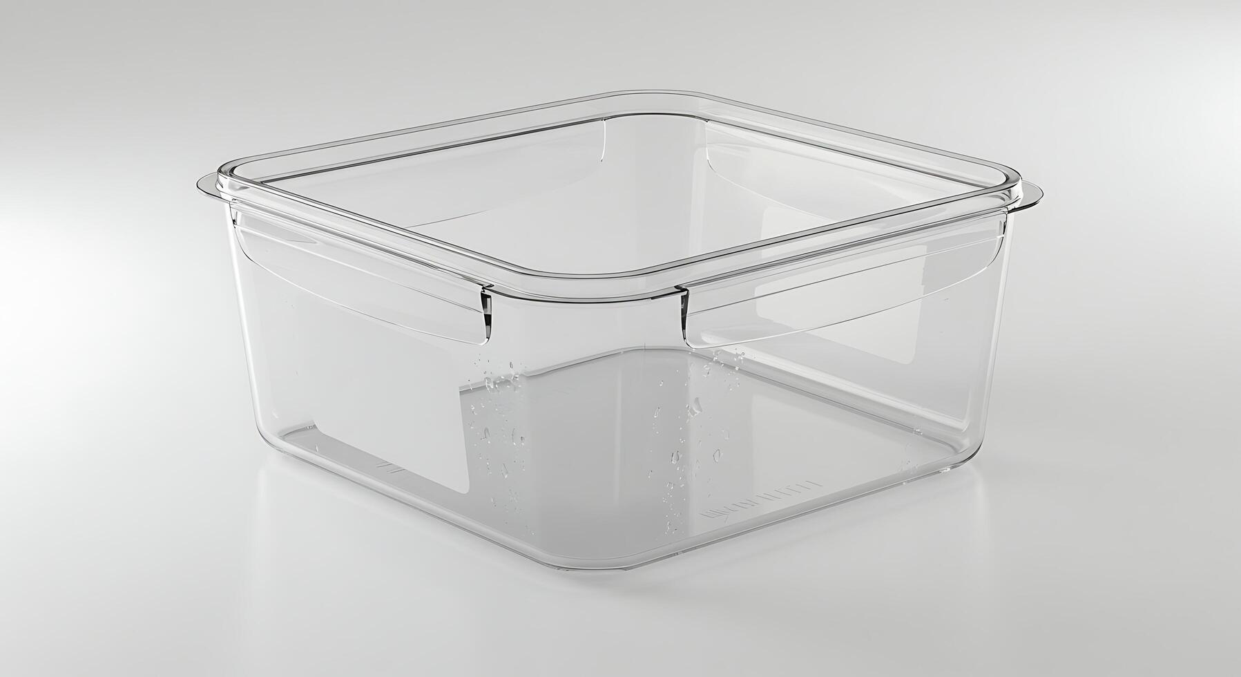 Empty Clear Container Isolated on White Surface photo