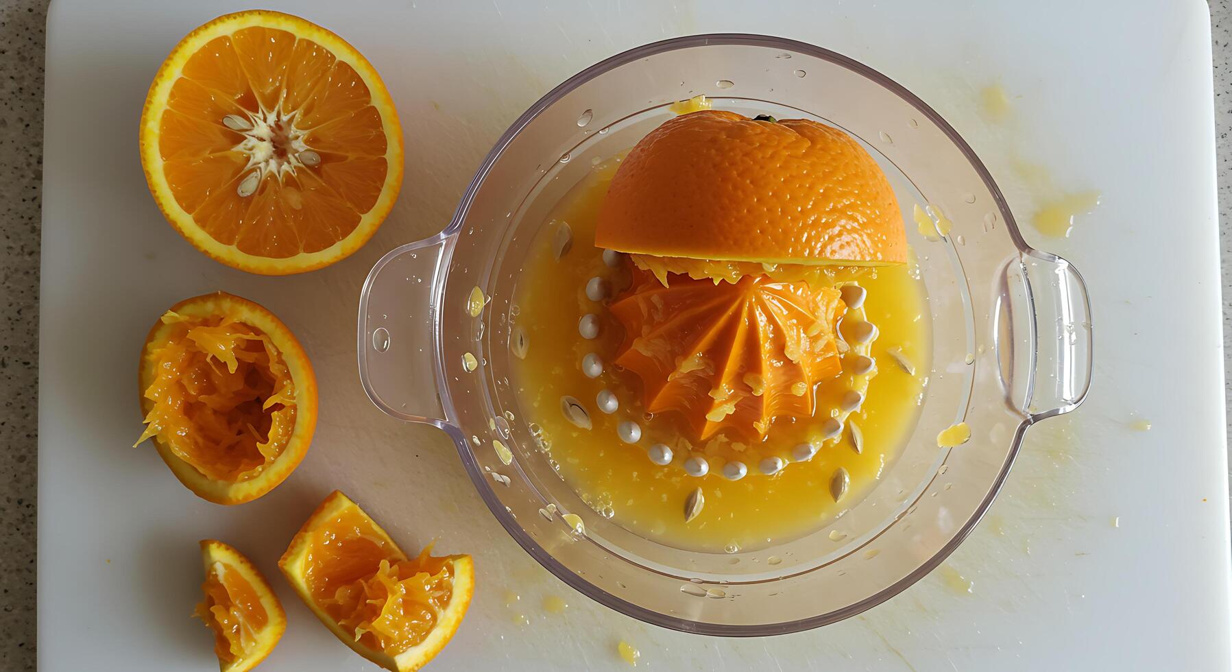 Squeezing Fresh Orange Juice with a Manual Juicer photo