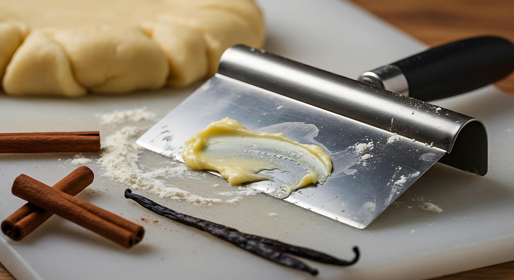 Preparing Dough with Butter and Spices on Cutting Board photo
