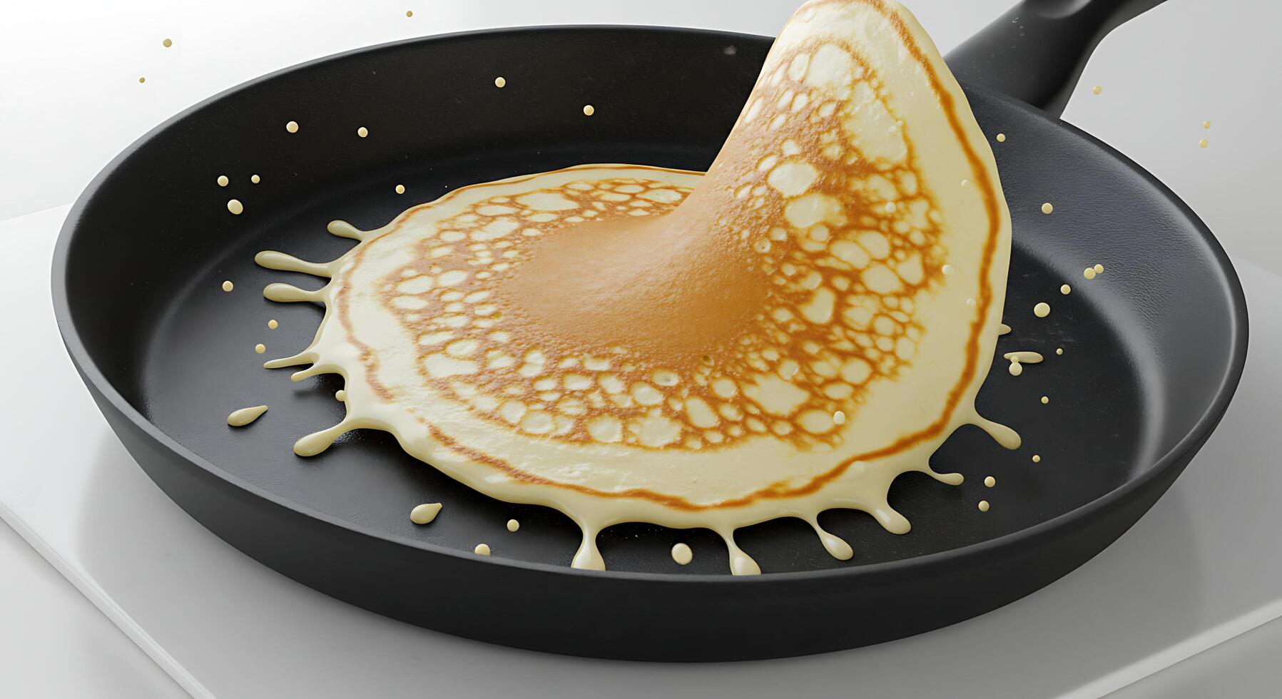 Pancake Flipping in Pan Cooking Breakfast for a Delicious Meal photo