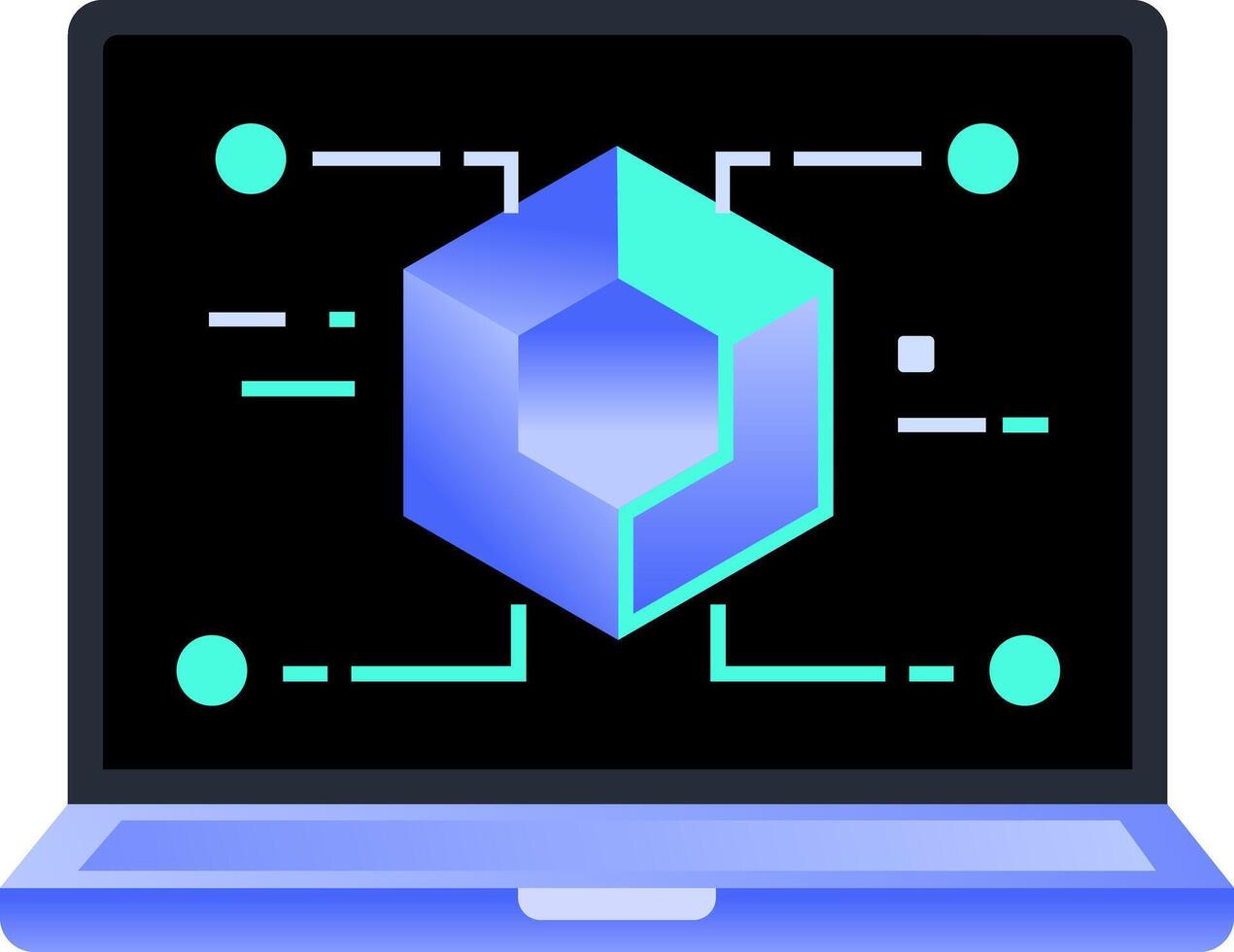 3D Virtual prototyping laptop illustration vector