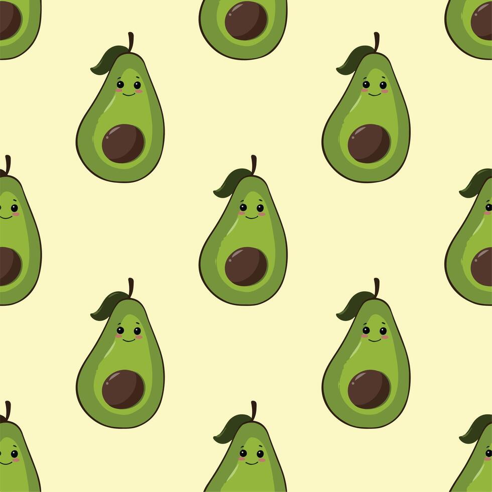 seamless pattern with avocado illustration art vector