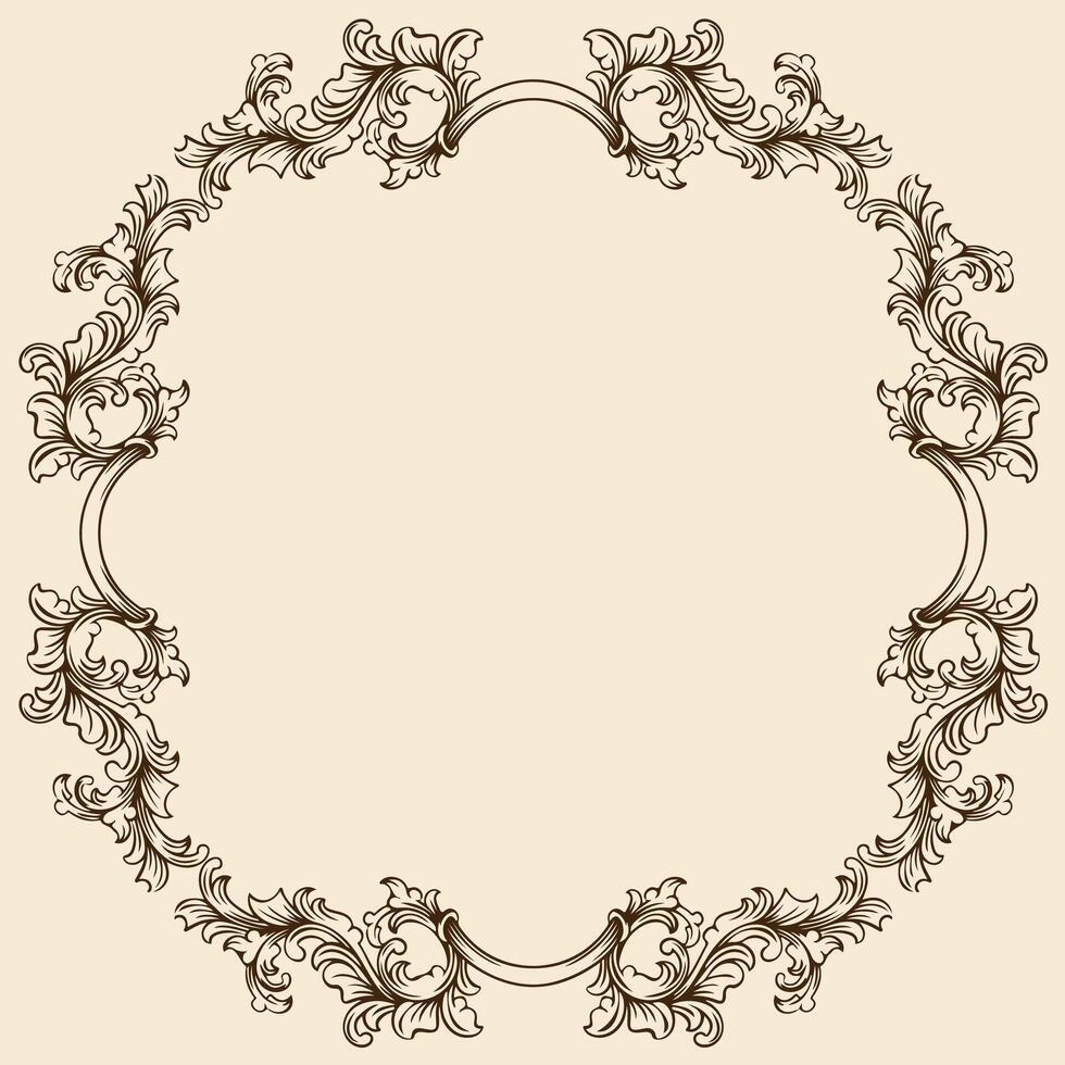 art vintage frame border with floral ornament vector