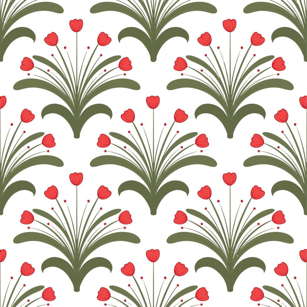 seamless pattern with red flowers illustration art vector