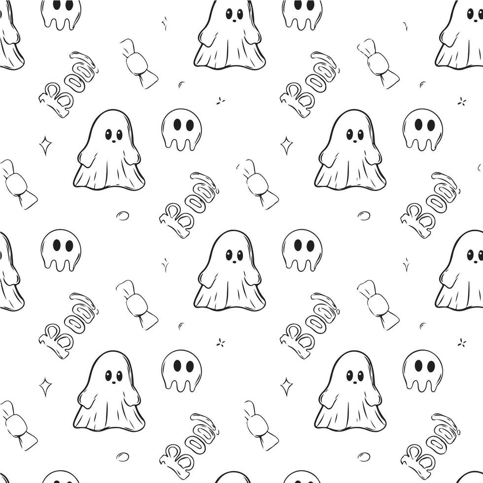 seamless pattern with ghost boo vector